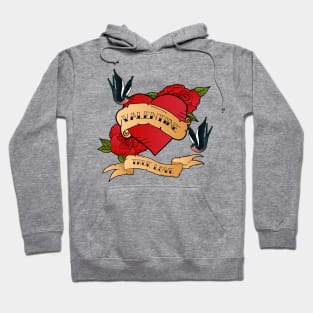 Valentine Tattoo True Love Heart and Swallows Hoodie